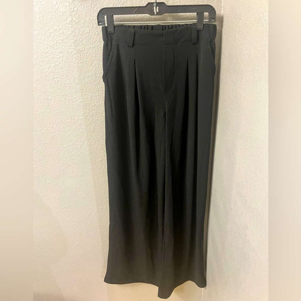 Black Halara high waisted wide leg waffle trouser, medium, regular length